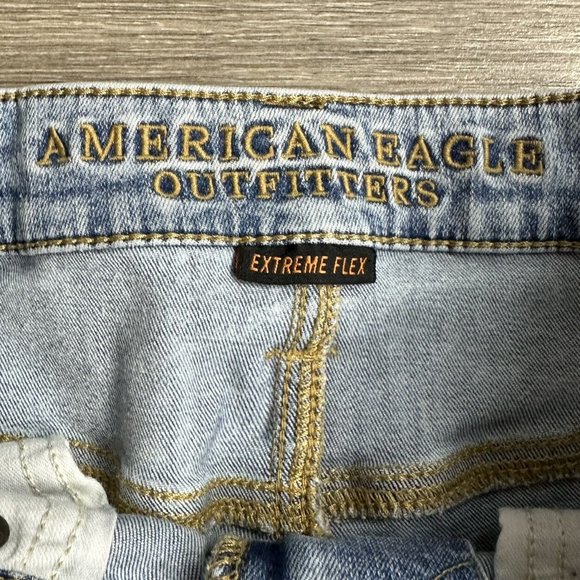 American Eagle Jeans 29 Faded Distressed Wash Extreme Flex Denim Blue - Picture 5 of 6